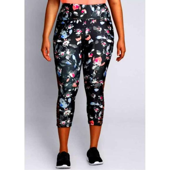 LIVI Lane Bryant 14W 16W High Rise Signature LEGGINGS ACTIVE X-Large Floral Crop - Picture 1 of 11